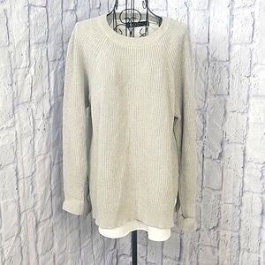 LAUREN RALPH‎ LAUREN Light Gray Cotton Tight Knit Women's Sweater Medium